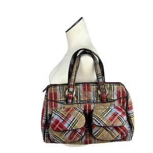 Vera Bradley Y2K Wool Blend Tartan Plaid Top Handle Shoulder Tote Bowler Baf